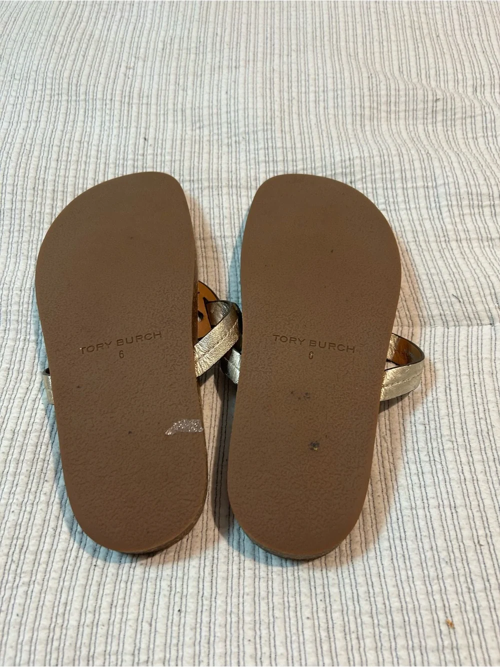 Tory Burch Metallic Gold Miller Cloud Women's Toe-Post Sandals